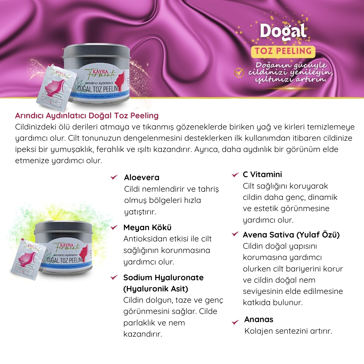 Arındıcı Aydınlatıcı Doğal Toz Peeling  (20  Saşe)