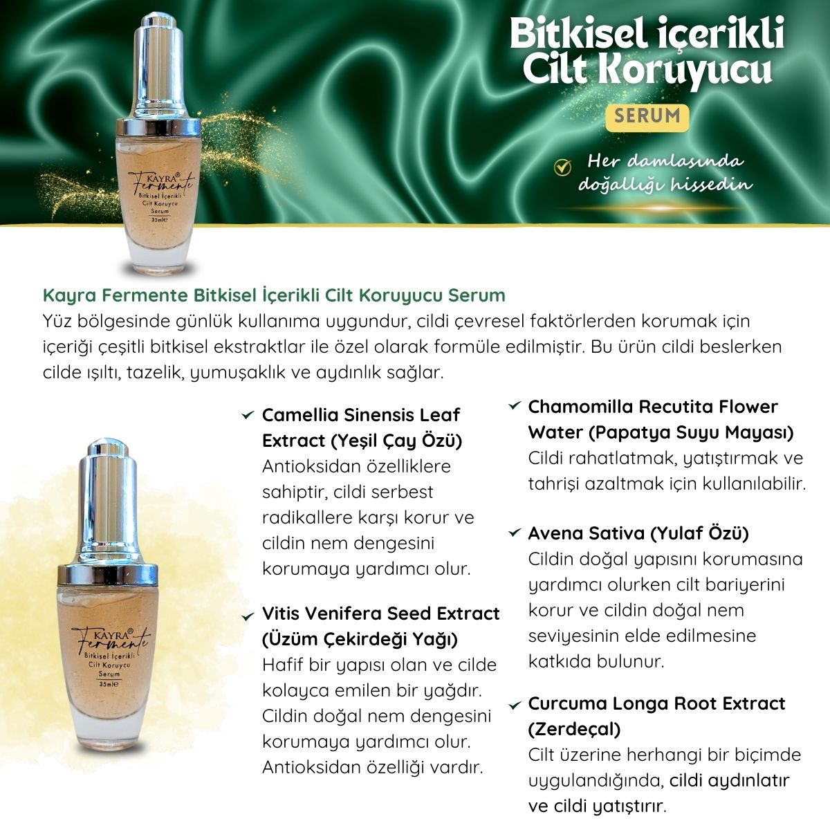 Bitkisel İçerikli Cilt Koruyucu Serum 35 ML