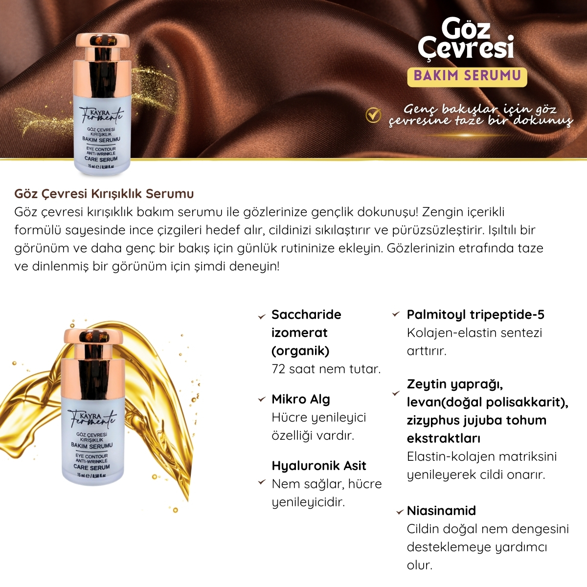 Göz Çevresi Kırışıklık Bakım Serumu 15 ML