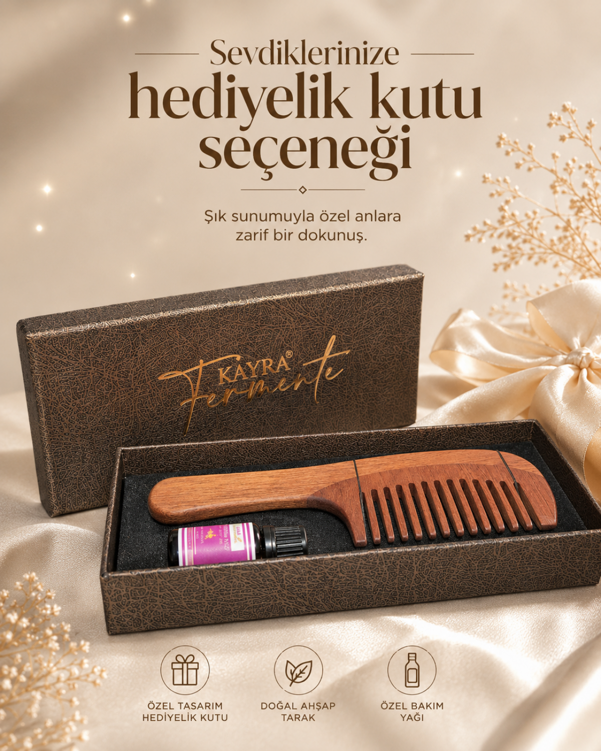 No.2 Sapelli Ağacından Saplı Tarak