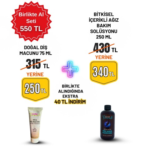 Birlikte Al Seti (Bitkisel İçerikli Ağız Bakım Solüsyonu 250 ML ve Doğal Diş Macunu 75 ML)