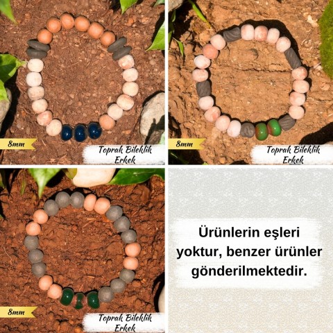 Toprak Bileklik Erkek (İnce Boncuk 8 mm)