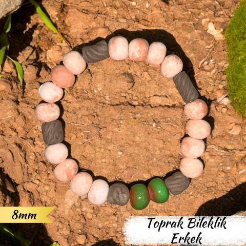 Toprak Bileklik Erkek (İnce Boncuk 8 mm)