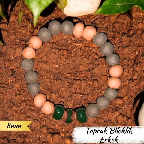 Toprak Bileklik Erkek (İnce Boncuk 8 mm)