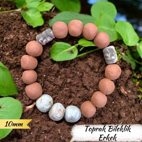Toprak Bileklik Erkek (Kalın Boncuk 10 mm)
