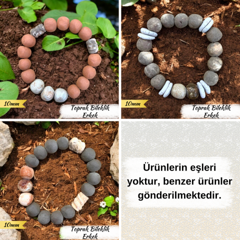Toprak Bileklik Erkek (Kalın Boncuk 10 mm)