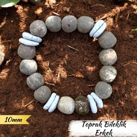 Toprak Bileklik Erkek (Kalın Boncuk 10 mm)