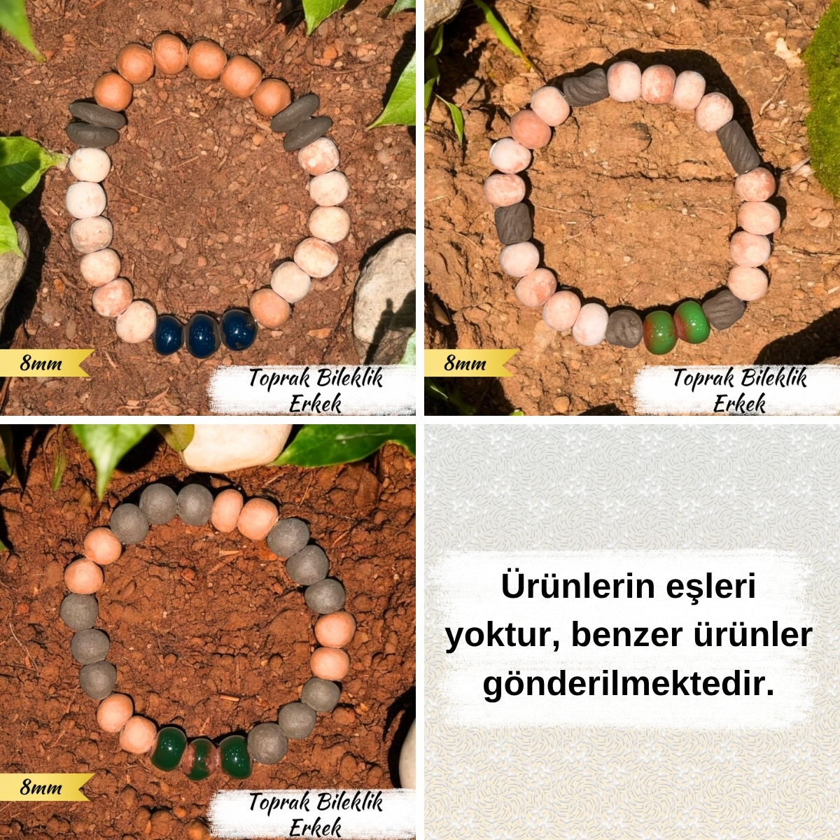 Toprak Bileklik Erkek (İnce Boncuk 8 mm) Toprak Bileklik Erkek (İnce Boncuk 8 mm)