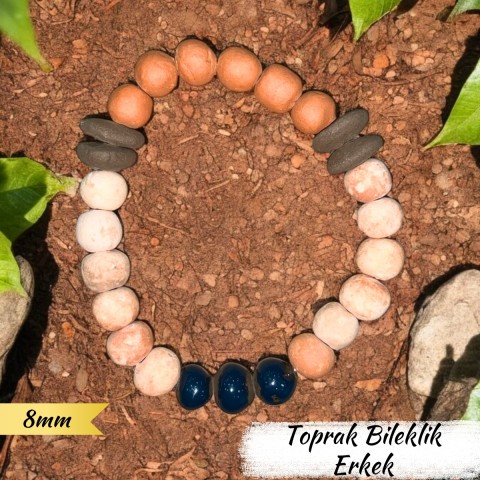 Toprak Bileklik Erkek (İnce Boncuk 8 mm)