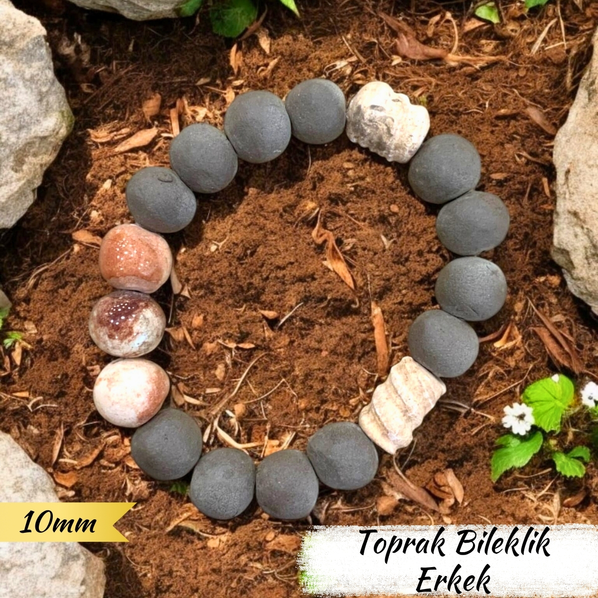 Toprak Bileklik Erkek (Kalın Boncuk 10 mm) Toprak Bileklik Erkek (Kalın Boncuk 10 mm)