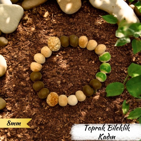 Toprak Bileklik Kadın (İnce Boncuk 8 mm)