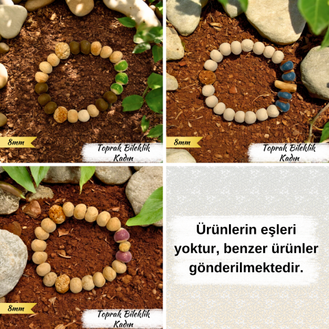 Toprak Bileklik Kadın (İnce Boncuk 8 mm)