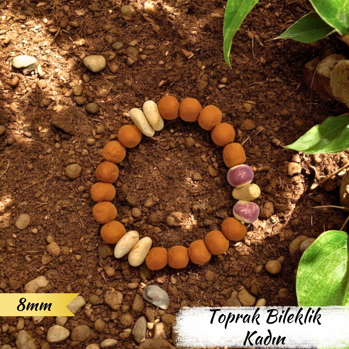 Toprak Bileklik Kadın (İnce Boncuk 8 mm)