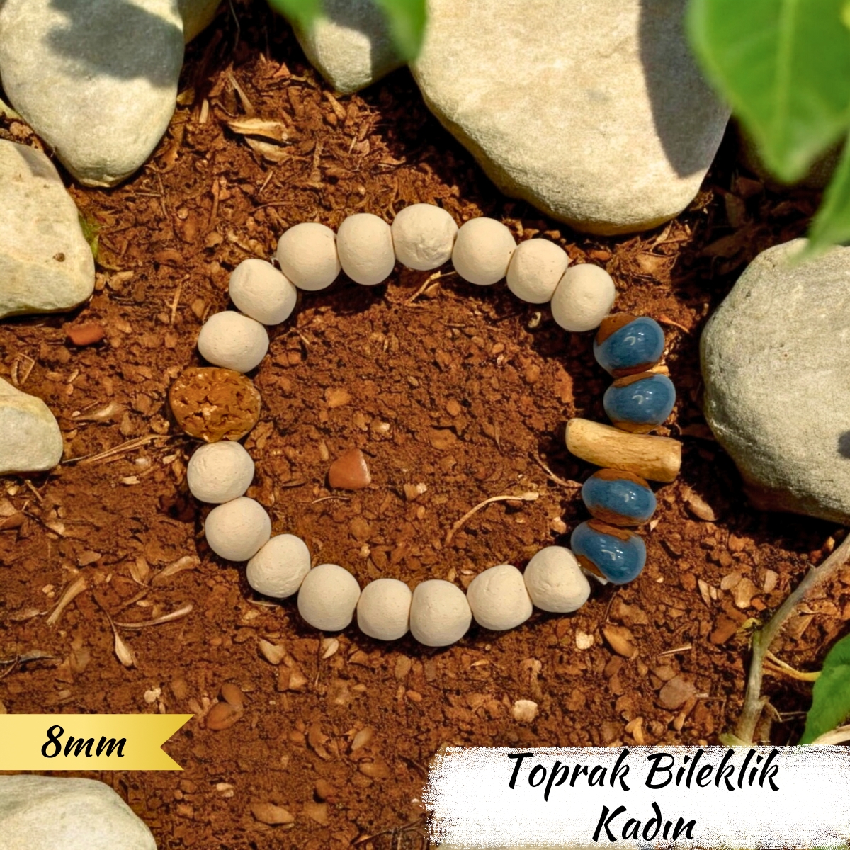 Toprak Bileklik Kadın (İnce Boncuk 8 mm)