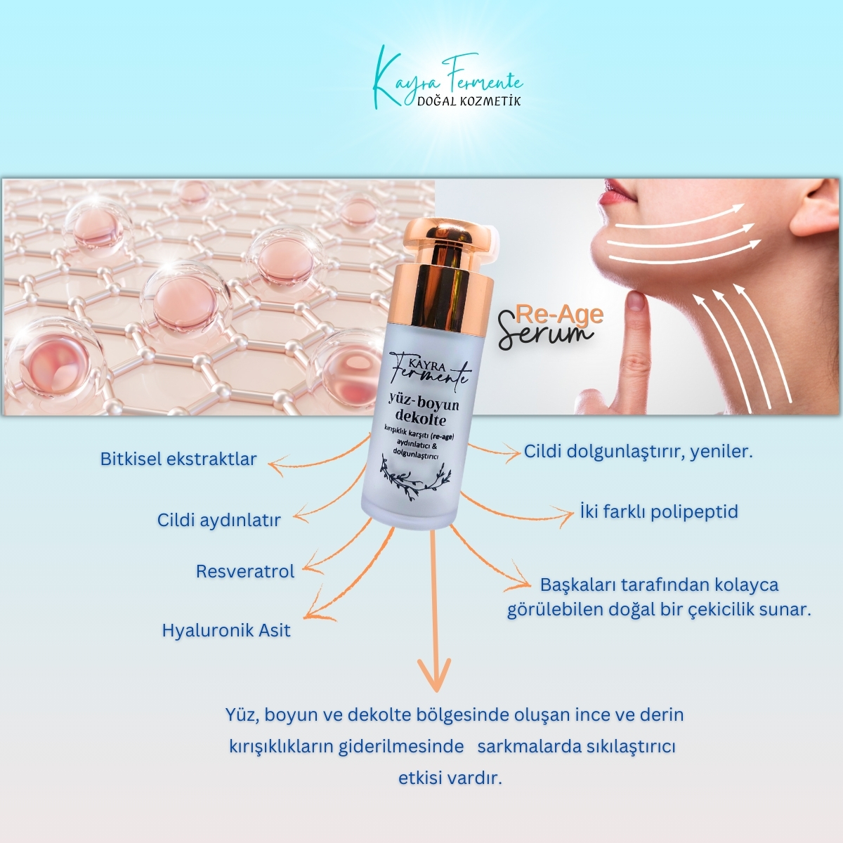 Yüz Boyun Dekolte Kırşıklık Karşıtı (Re-Age) Aydınlatıcı - Dolgunlaştırıcı Serum 30 ML